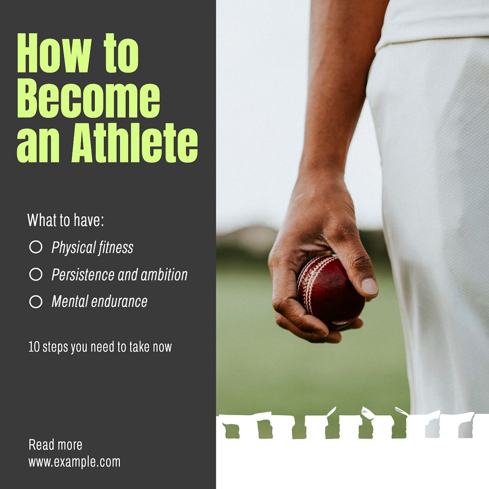 Become an athlete post template, editable social media design