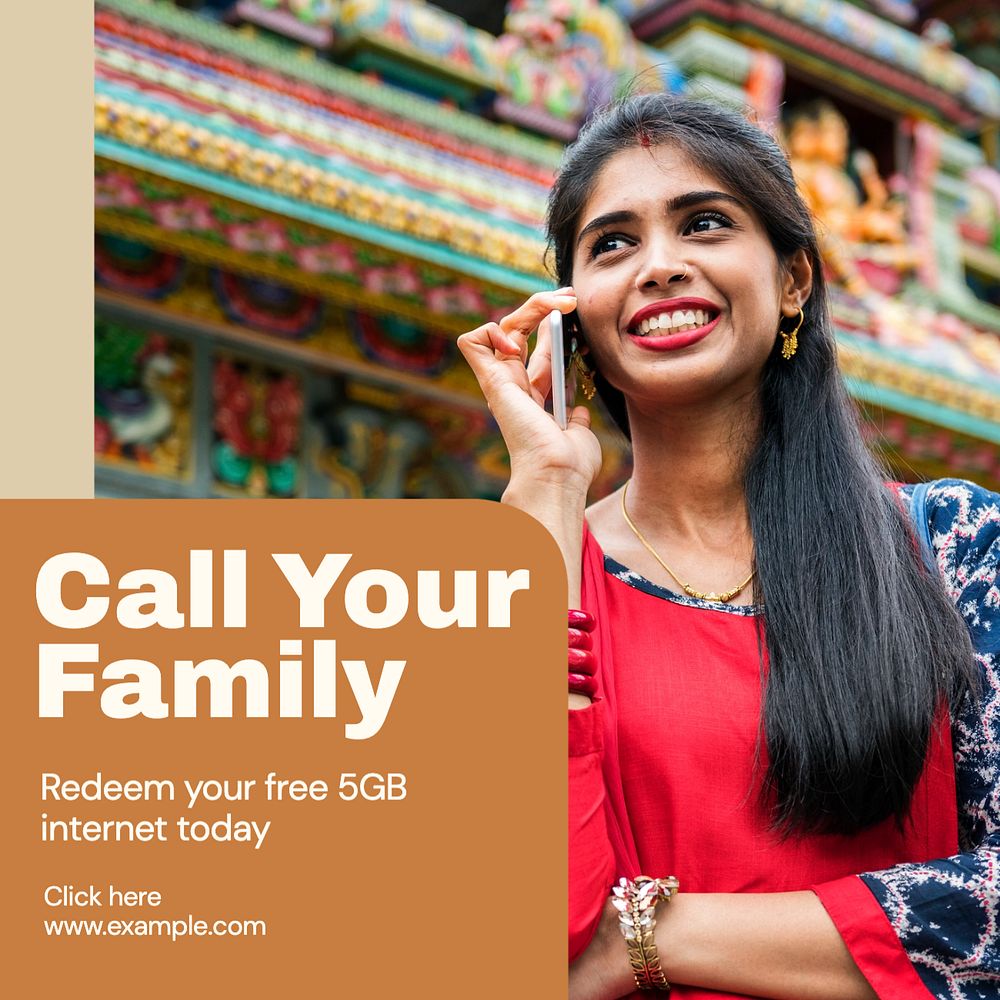 Call your family post template, editable social media design