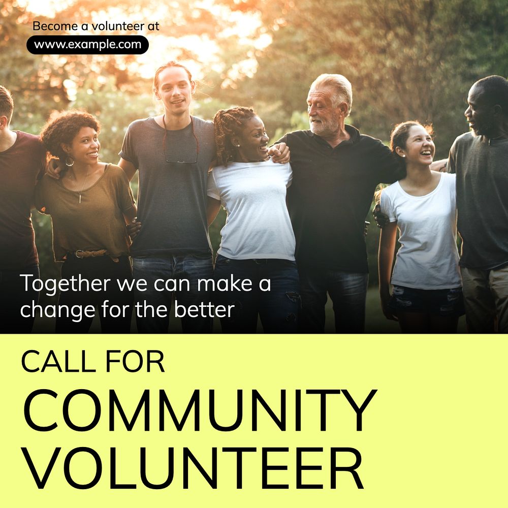 Community volunteers Instagram post template, editable text