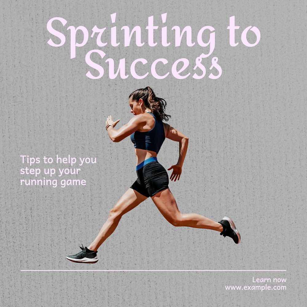 Sprinting to success Instagram post template, editable text