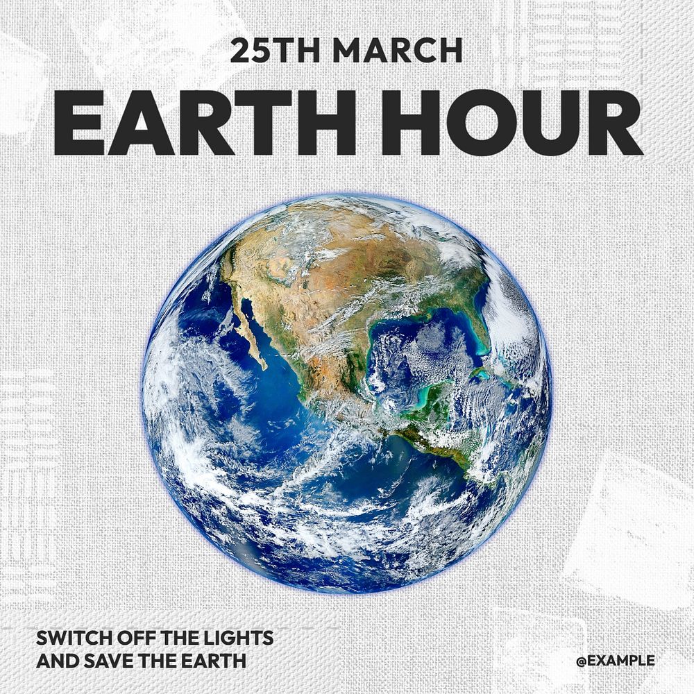 Earth hour Instagram post template, editable text