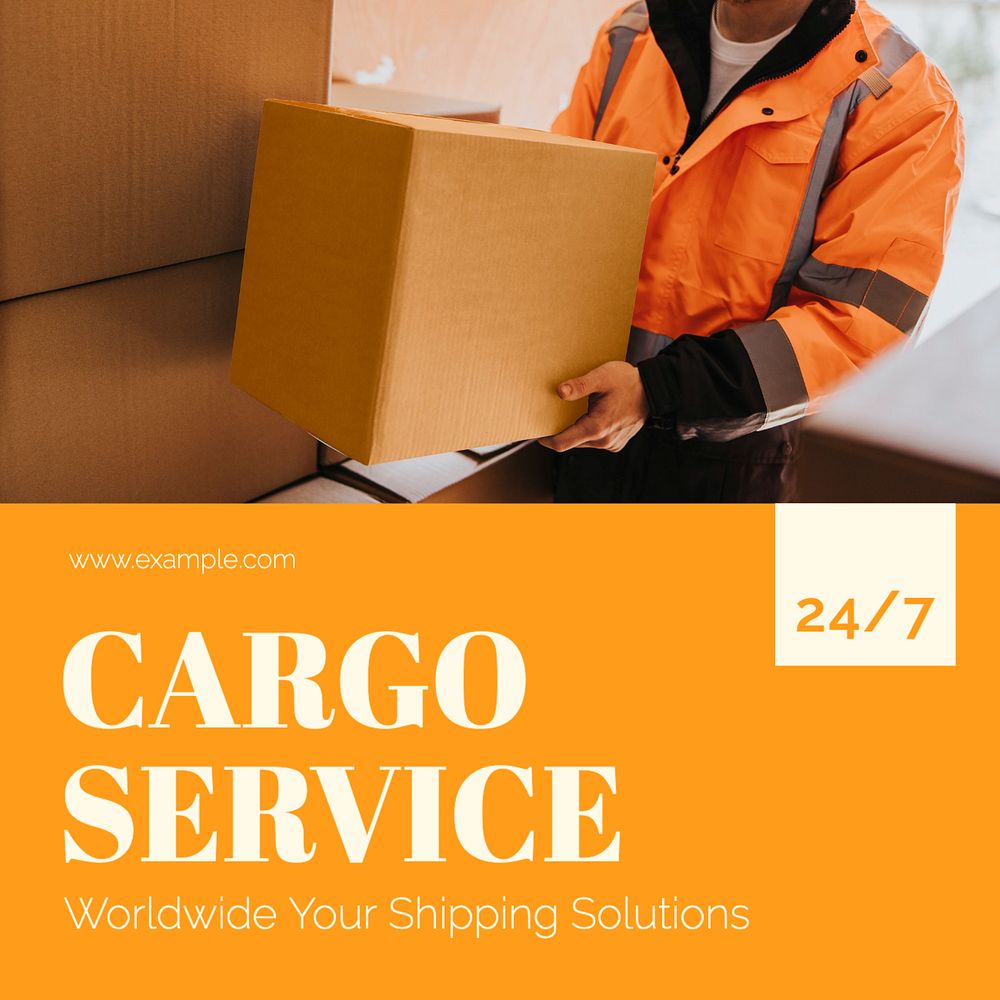 Cargo service Instagram post template, editable text