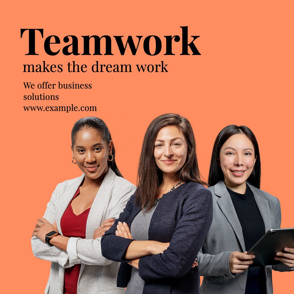 Teamwork Facebook post template, editable design