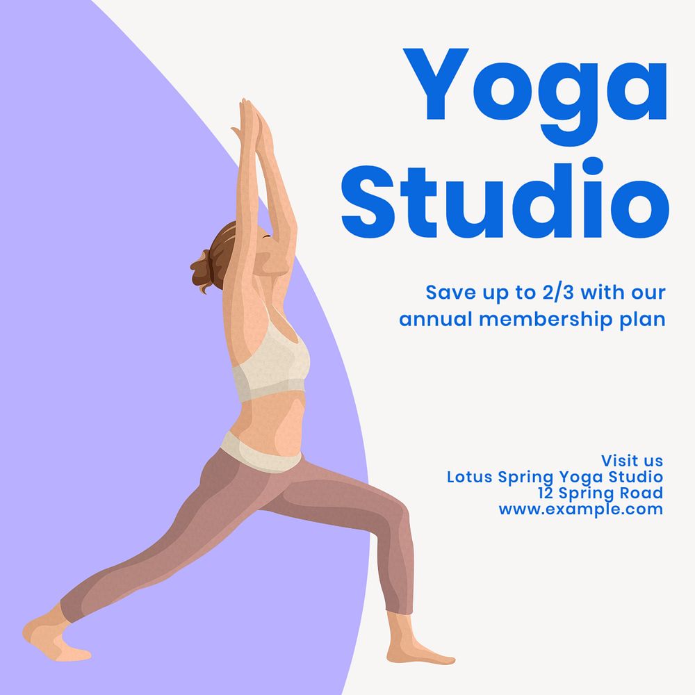 Yoga studio Instagram post template, editable text