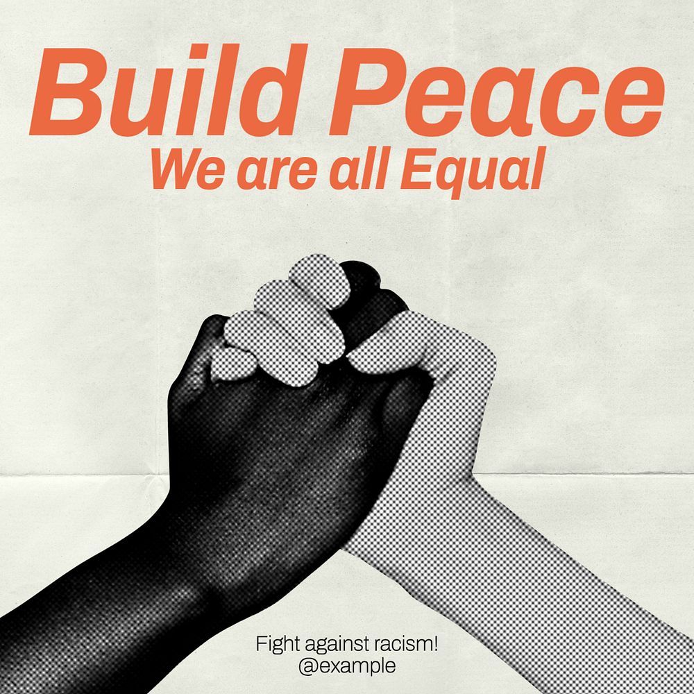 Peace & racism Instagram post template, editable text