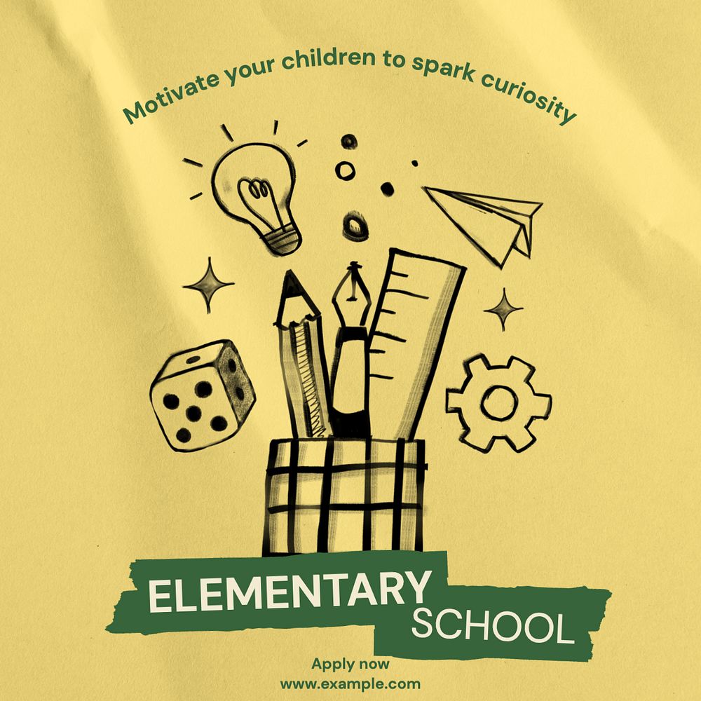 Elementary school Instagram post template, editable text