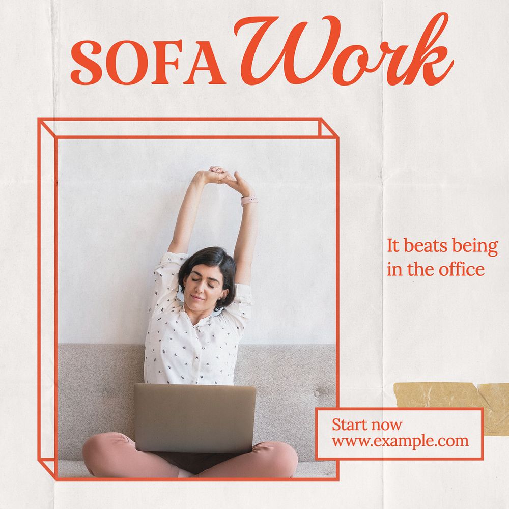 Sofa work Facebook post template, editable design