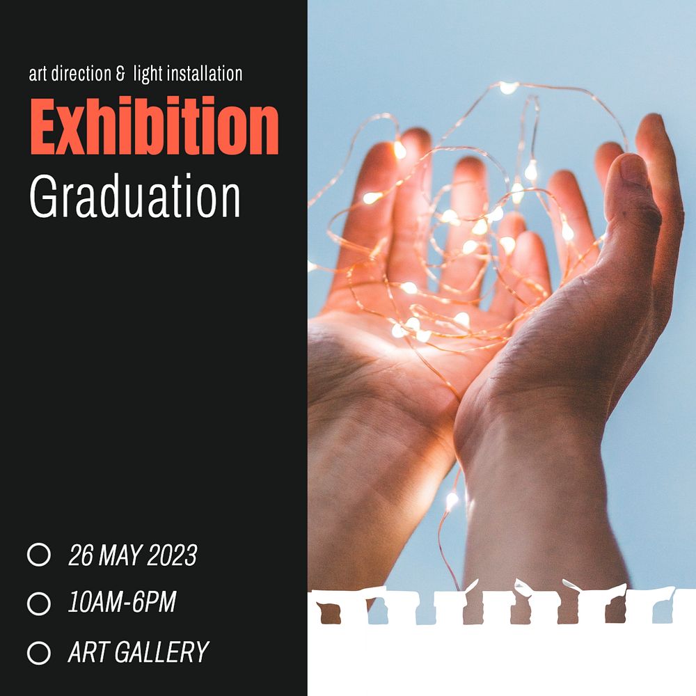 Exhibition graduation Instagram post template, editable text