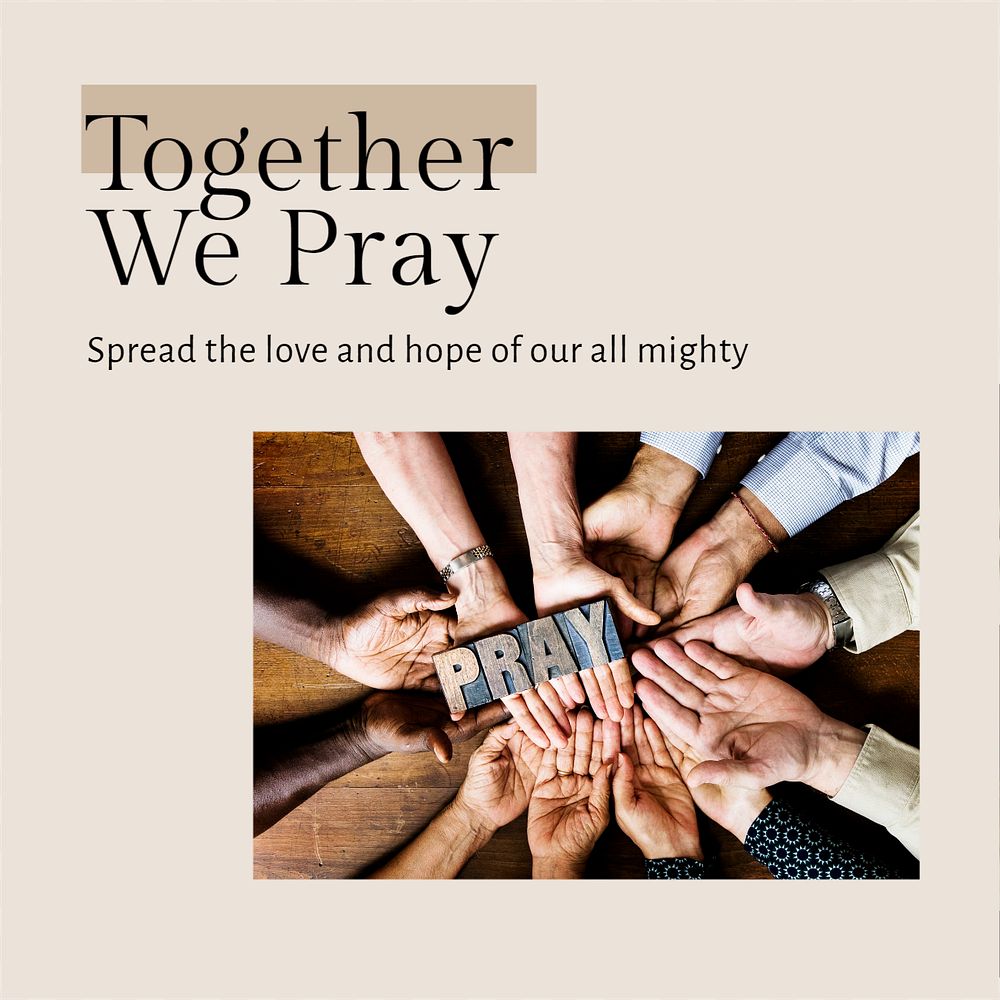 Together we pray Instagram post template, editable text