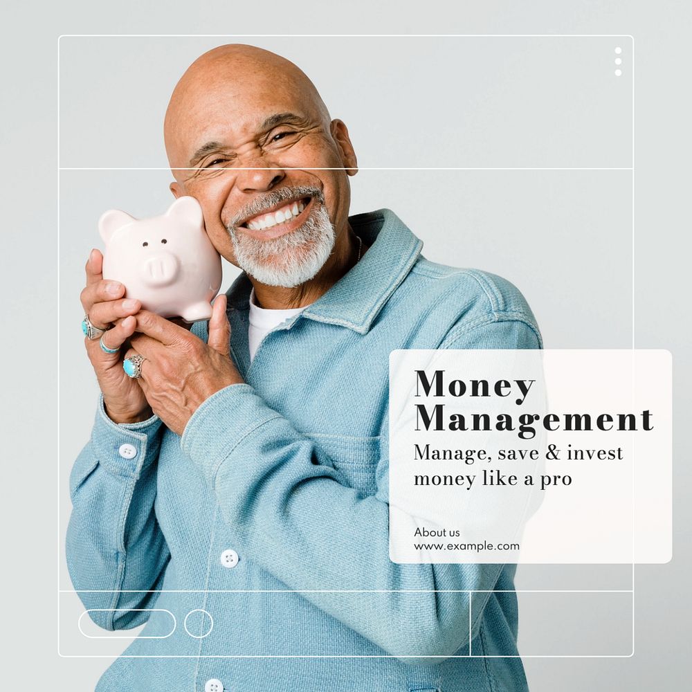 Money management Instagram post template, editable text