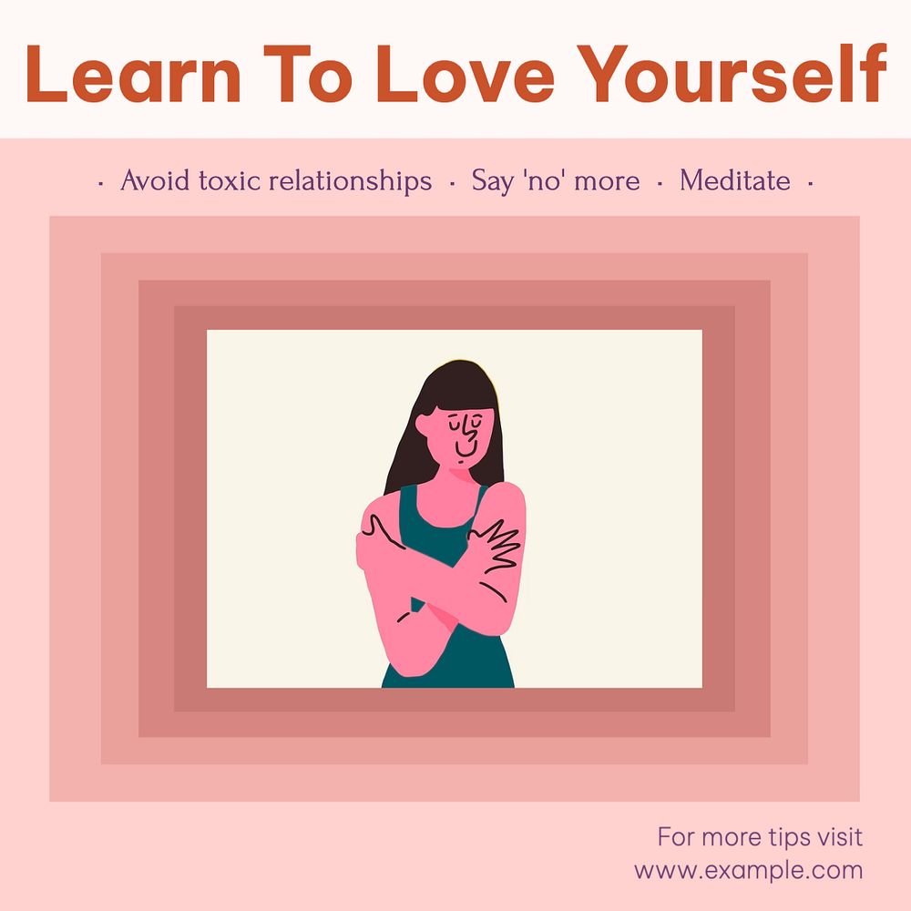 Love yourself Instagram post template, editable text