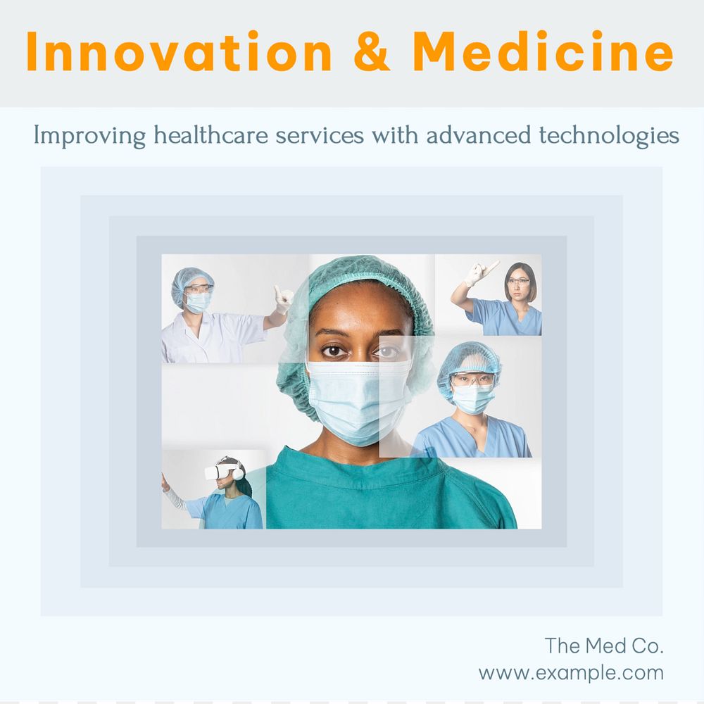 Innovation & medicine Instagram post template, editable text