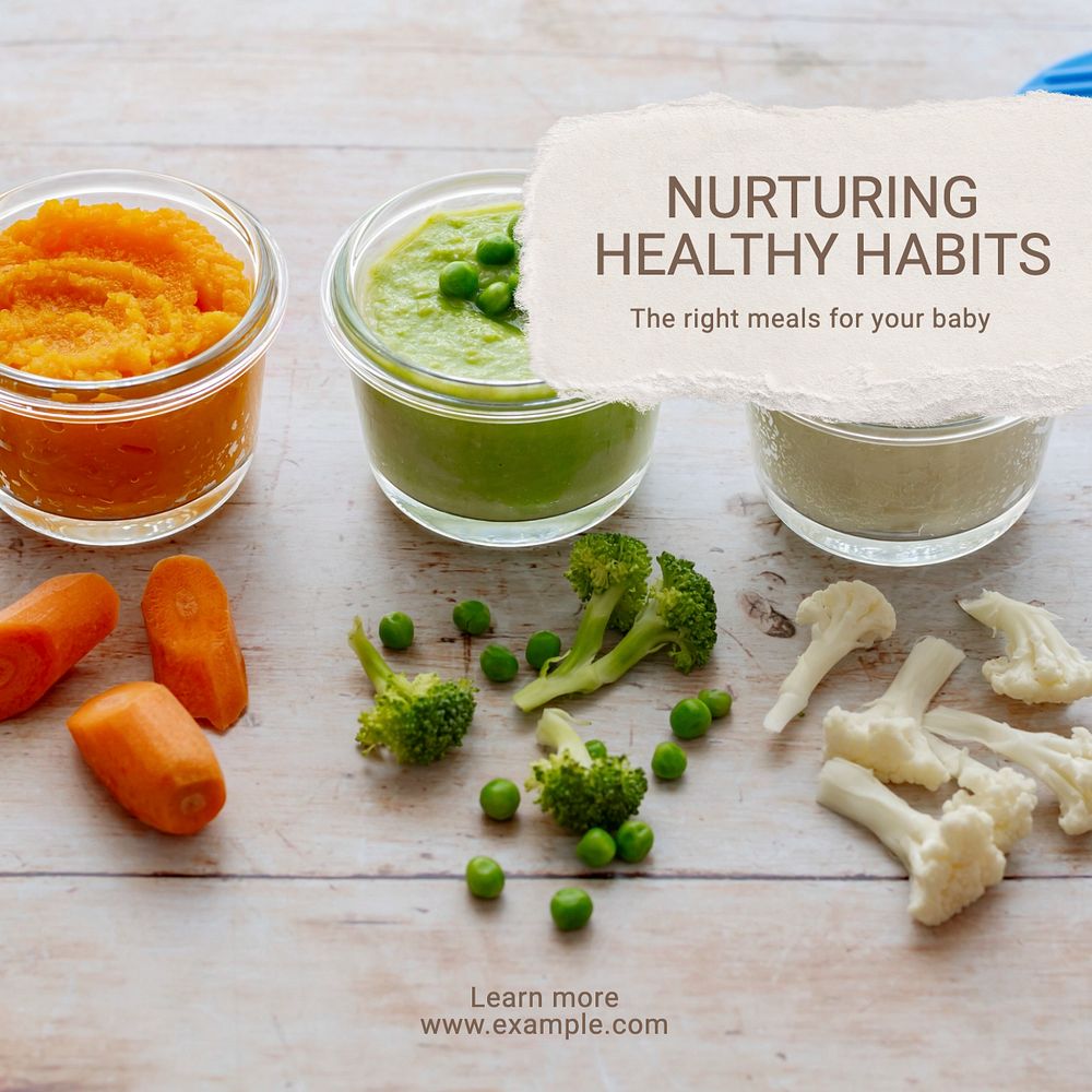 Healthy baby food post template, editable social media design