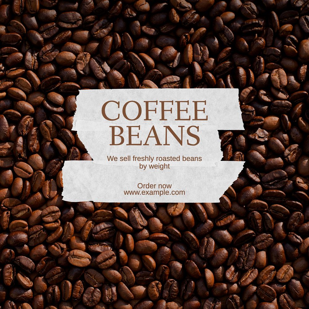 Coffee beans Instagram post template, editable text