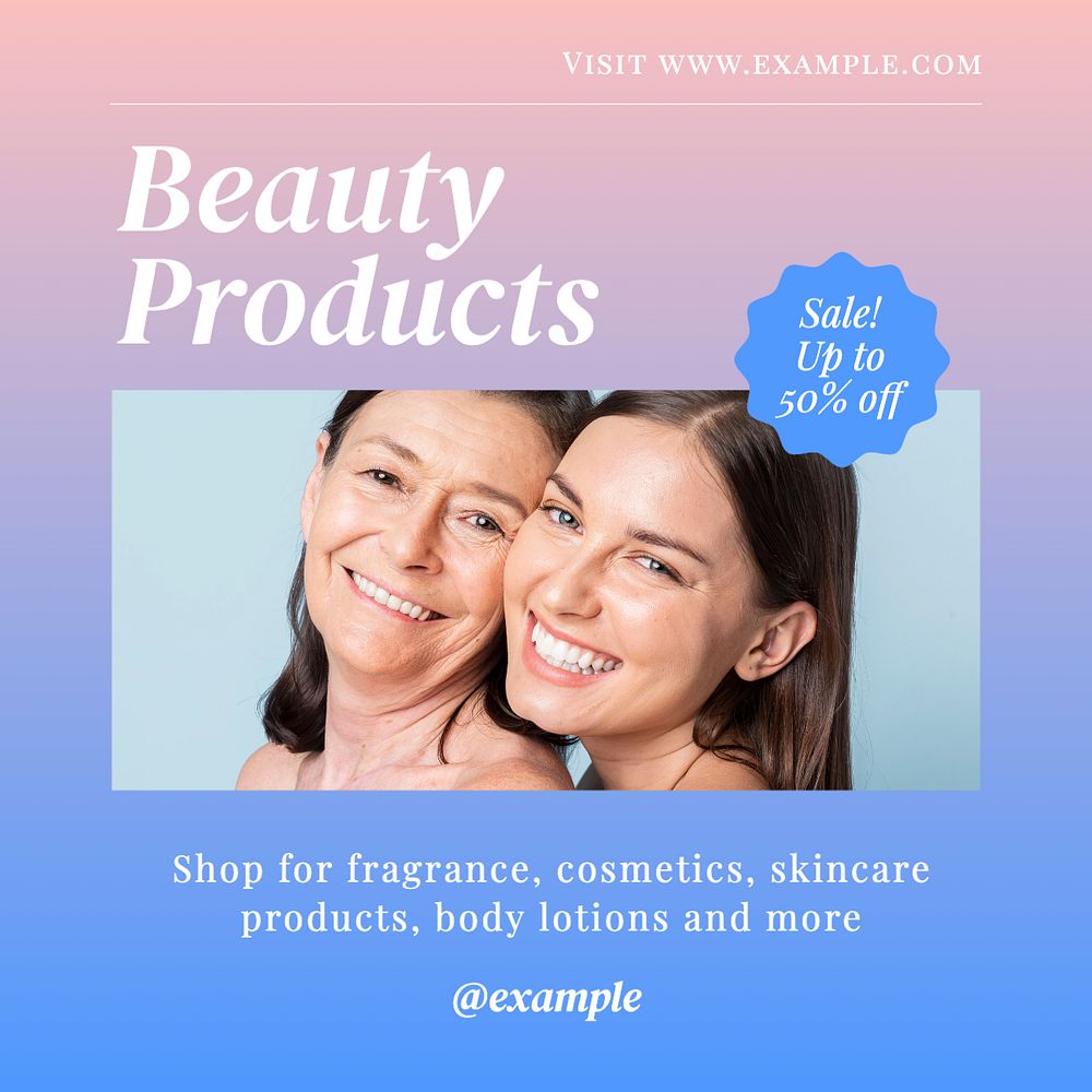 Beauty products Instagram post template, editable text