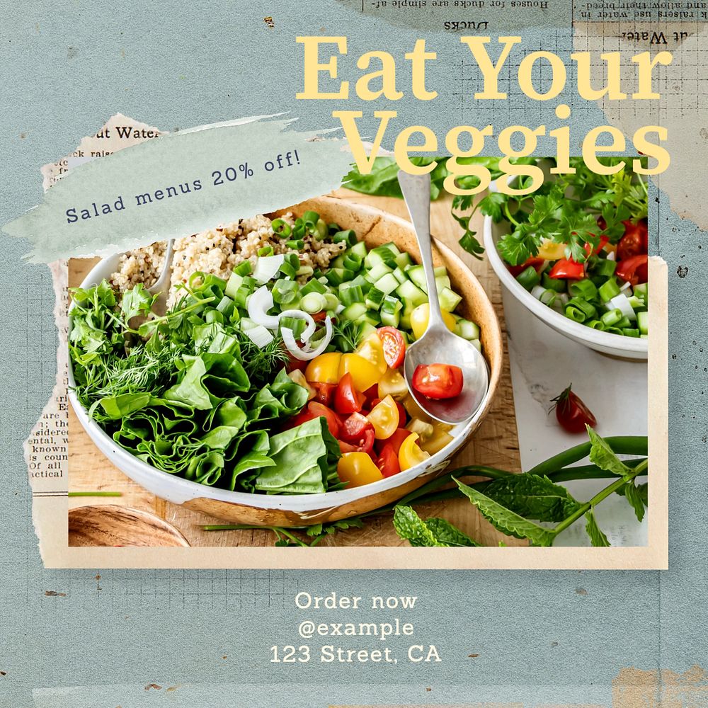 Eat your veggies post template, editable social media design