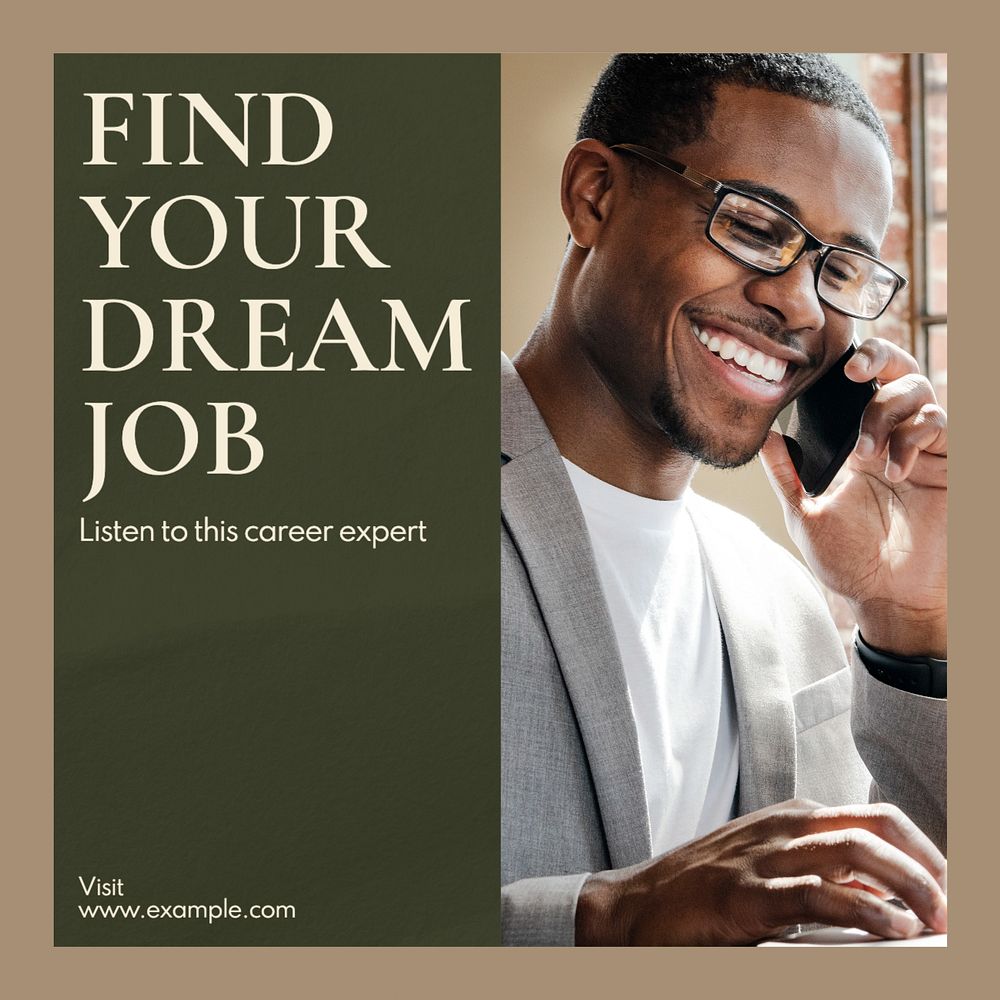 Dream job Instagram post template, editable text