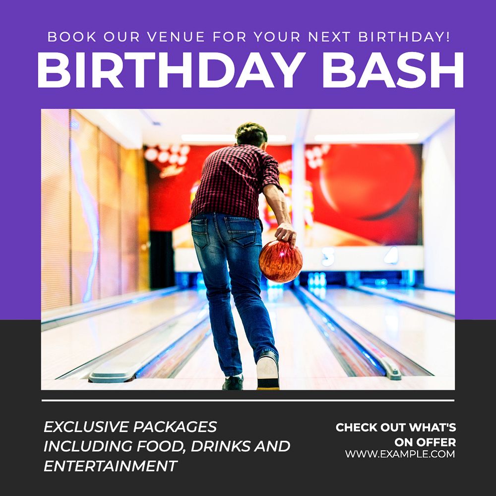 Birthday bash Instagram post template, editable text