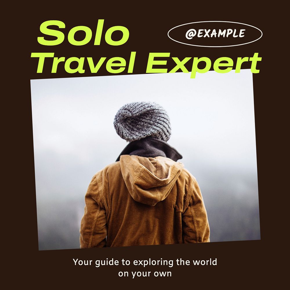 Solo travel expert post template, editable social media design