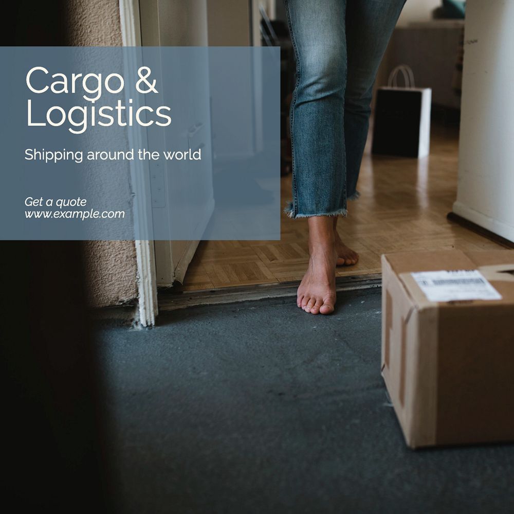 Cargo & logistics Instagram post template, editable text