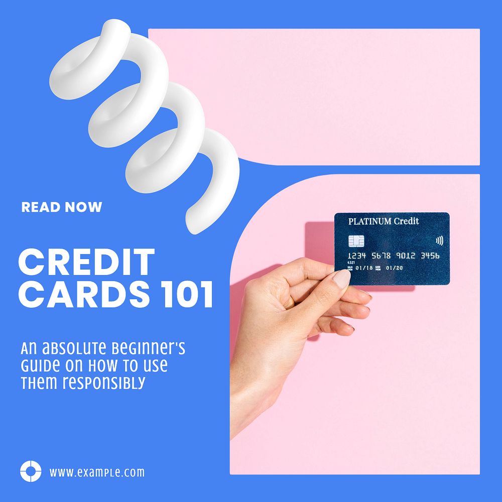 Credit card guide Instagram post template, editable text