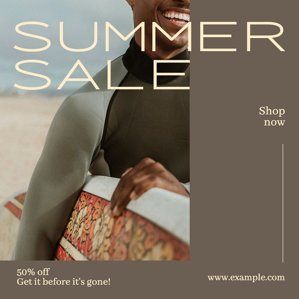 Summer sale Instagram post template, editable text