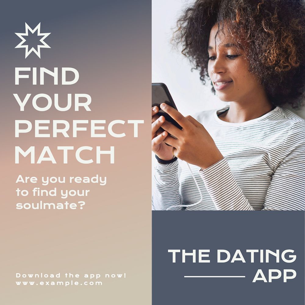 Online dating Instagram post template, editable text