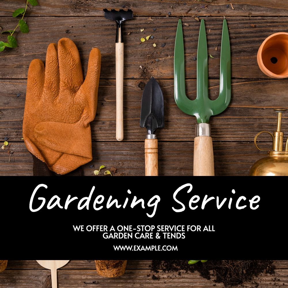 Gardening service Instagram post template, editable text