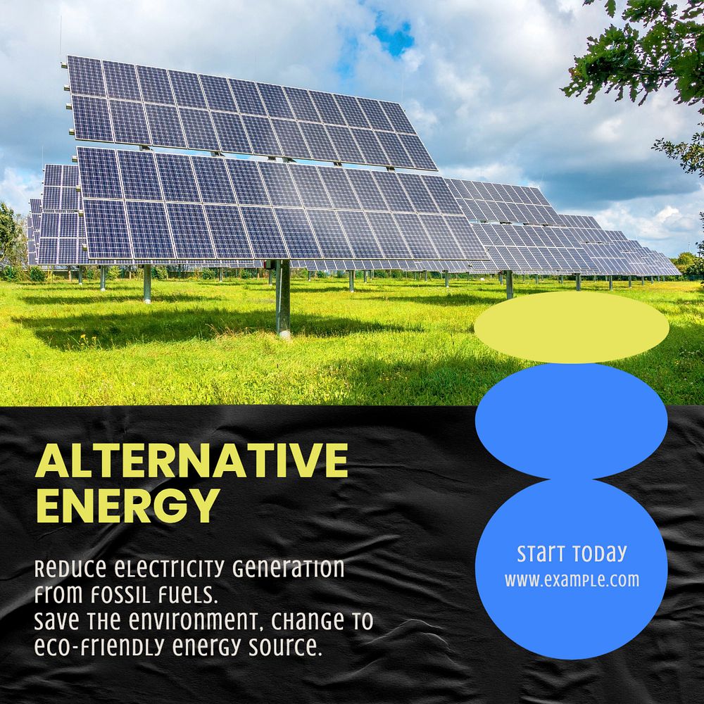 Alternative energy Instagram post template, editable text