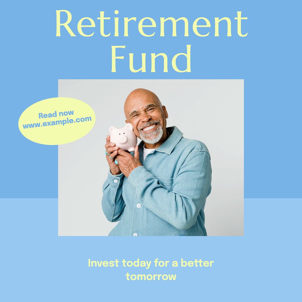 Retirement fund Instagram post template, editable text