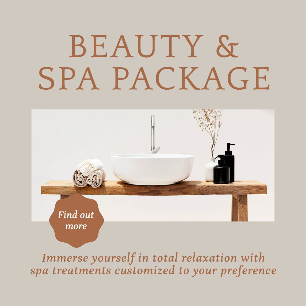 Beauty spa package Instagram post template, editable text