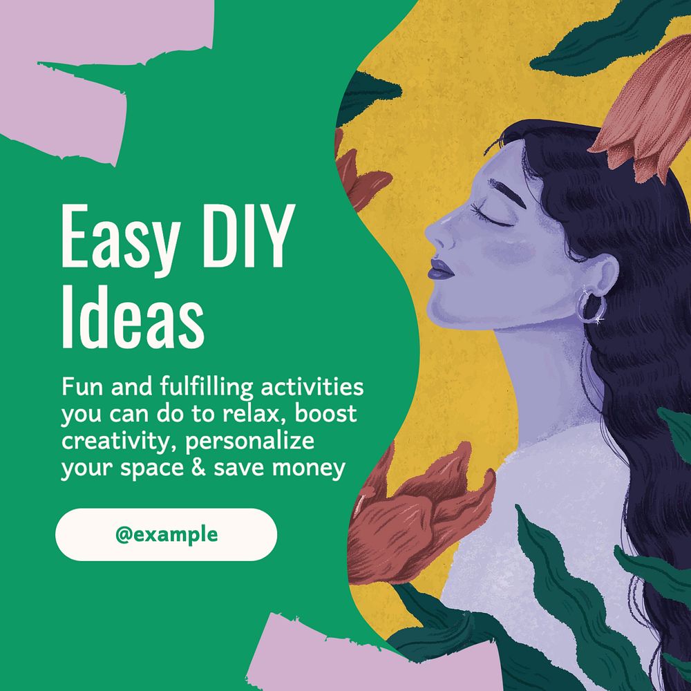 DIY ideas Instagram post template, editable text