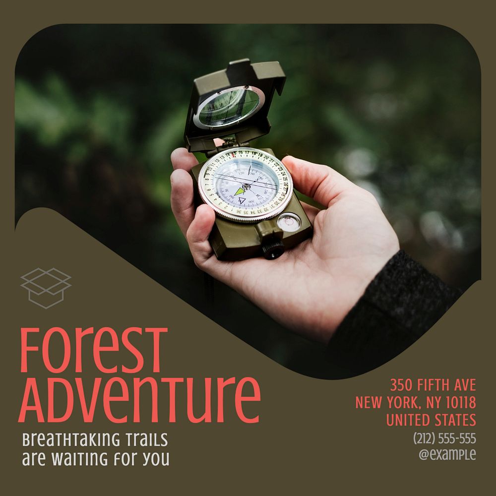 Forest adventure Facebook post template, editable design