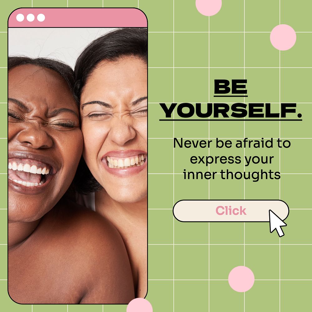 Be yourself Instagram post template, editable text