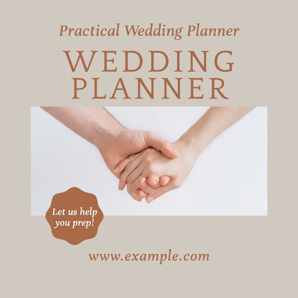 Wedding planner Instagram post template, editable text