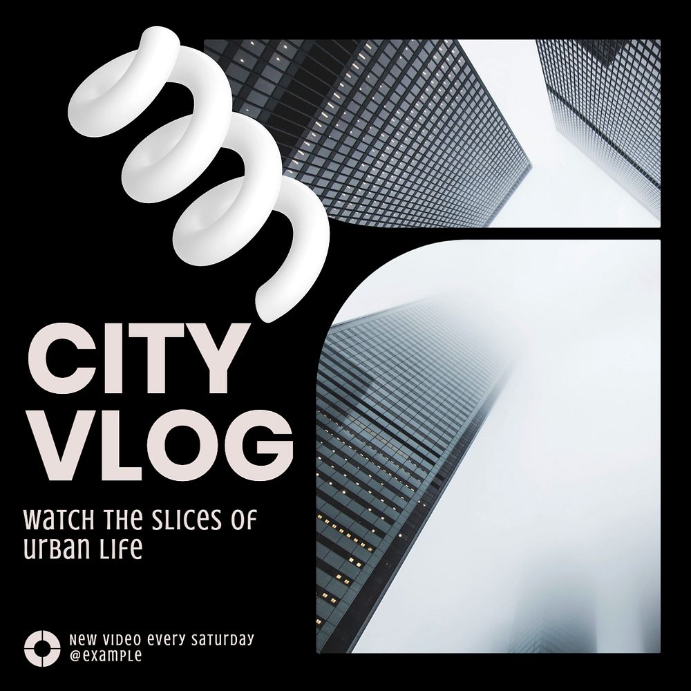 City vlog Instagram post template, editable text