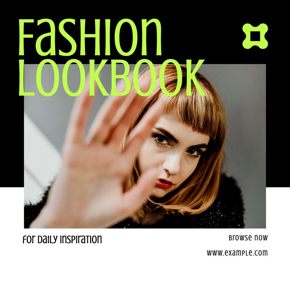 Fashion lookbook Instagram post template, editable text