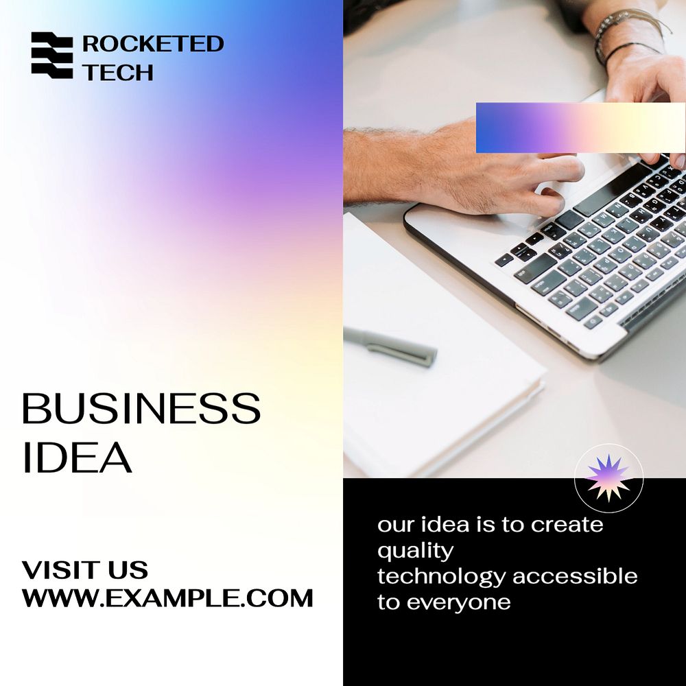 Business idea Instagram post template, editable text