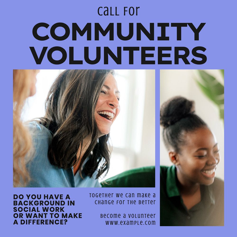 Community volunteers Instagram post template, editable text