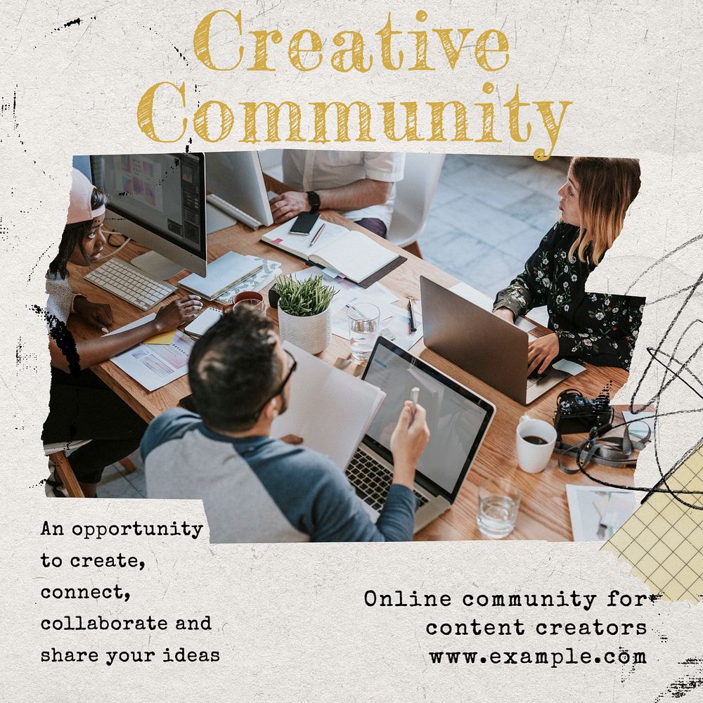 Creative community Instagram post template, editable text