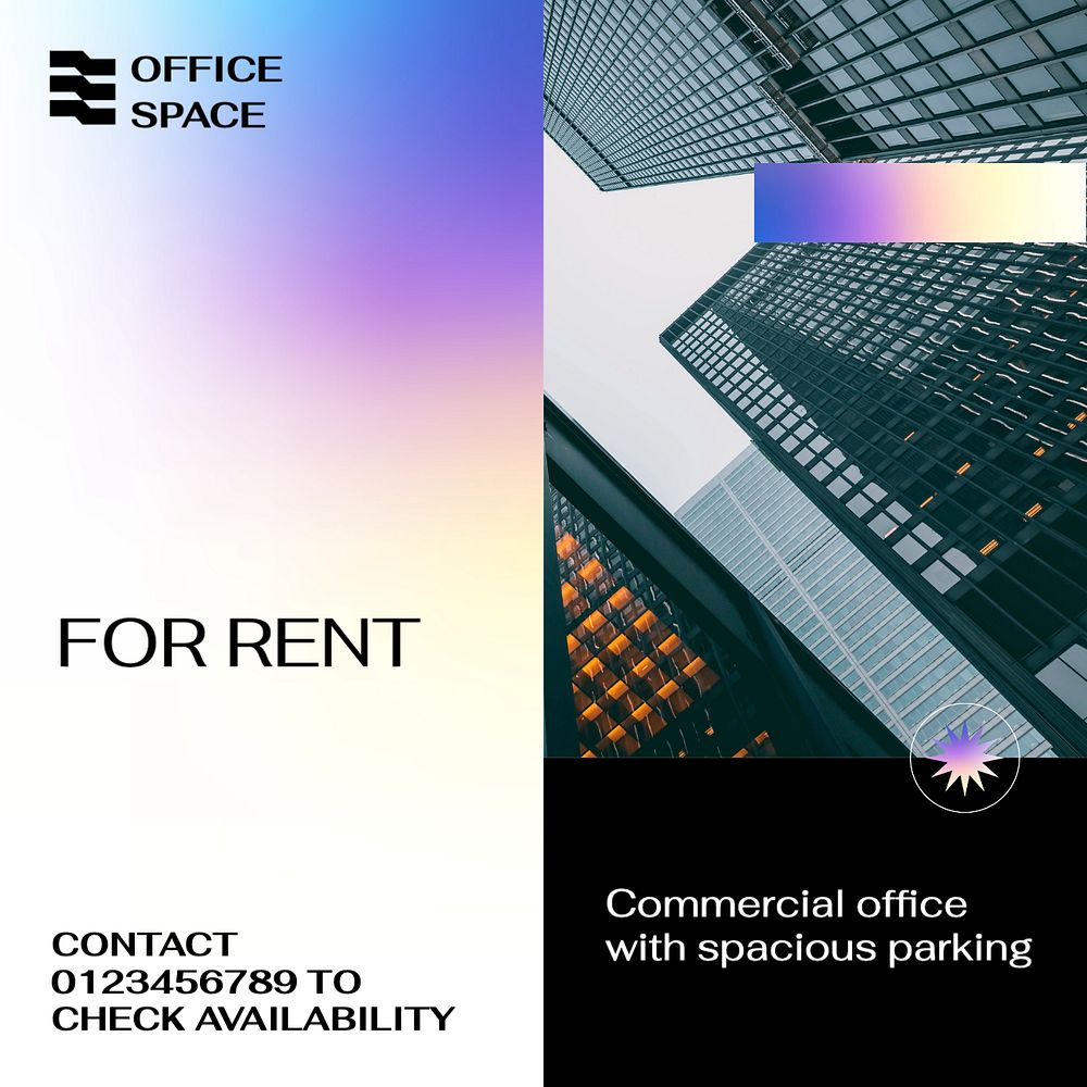 Office space Instagram post template, editable text