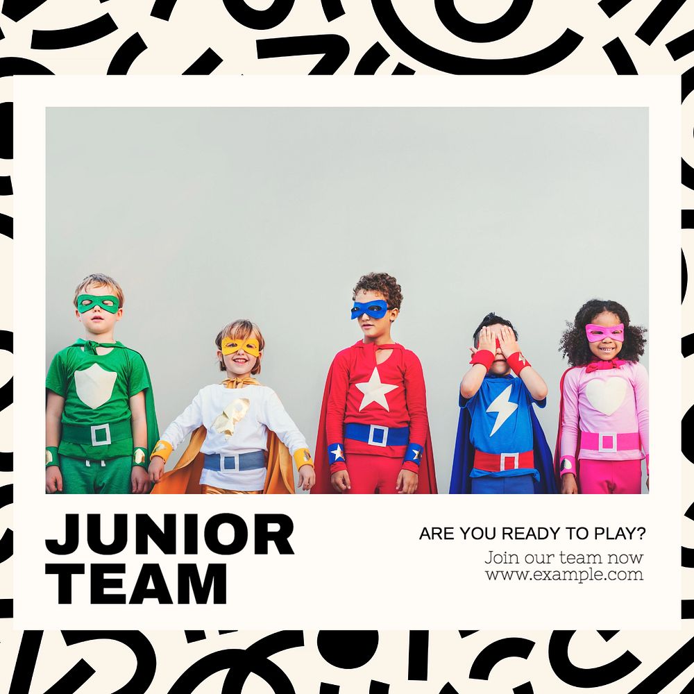 Junior team Instagram post template, editable text