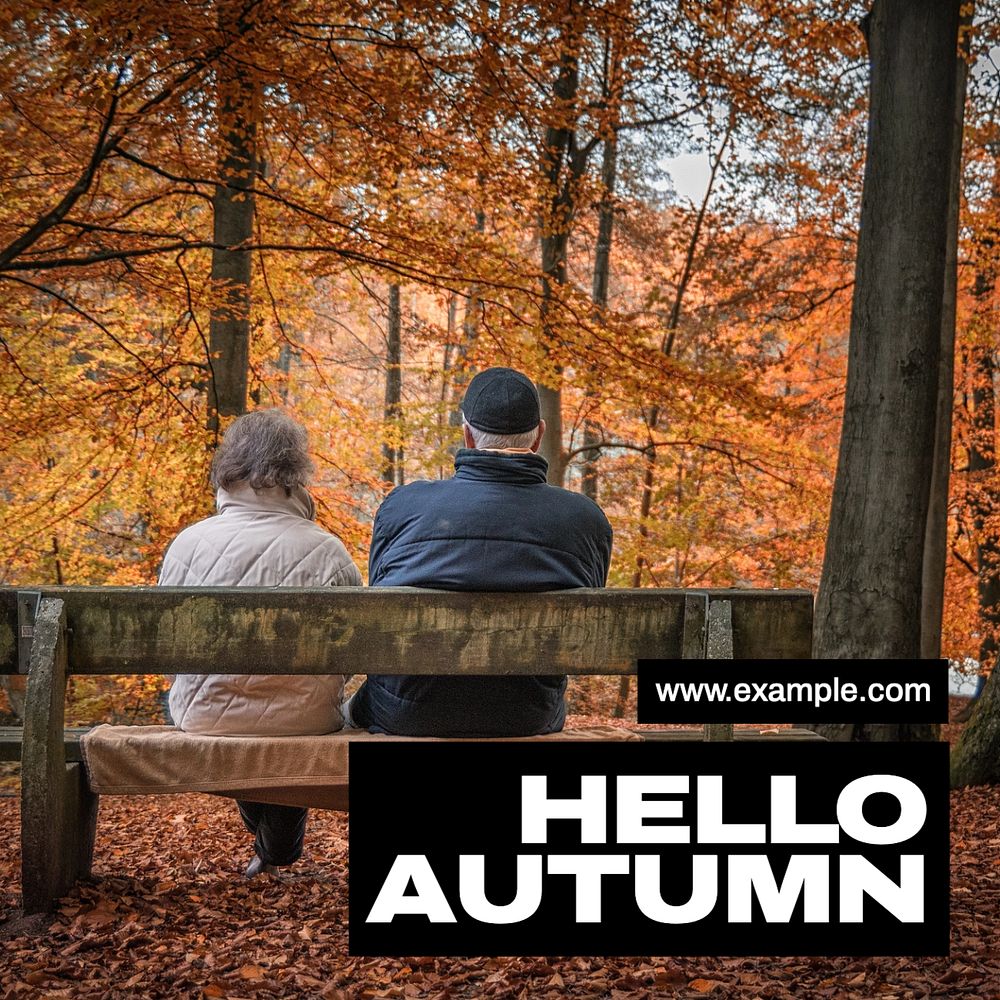 Hello autumn  Instagram post template, editable text