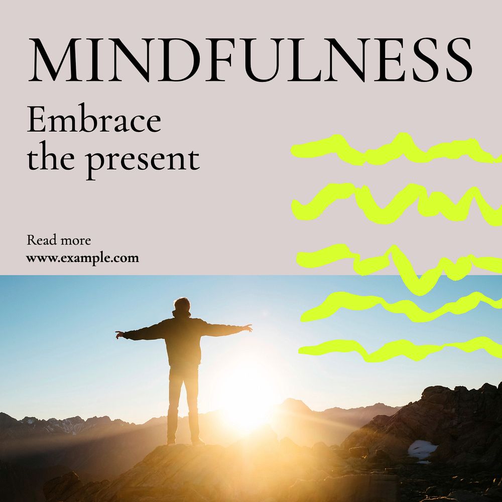 Mindfulness Instagram post template, editable text