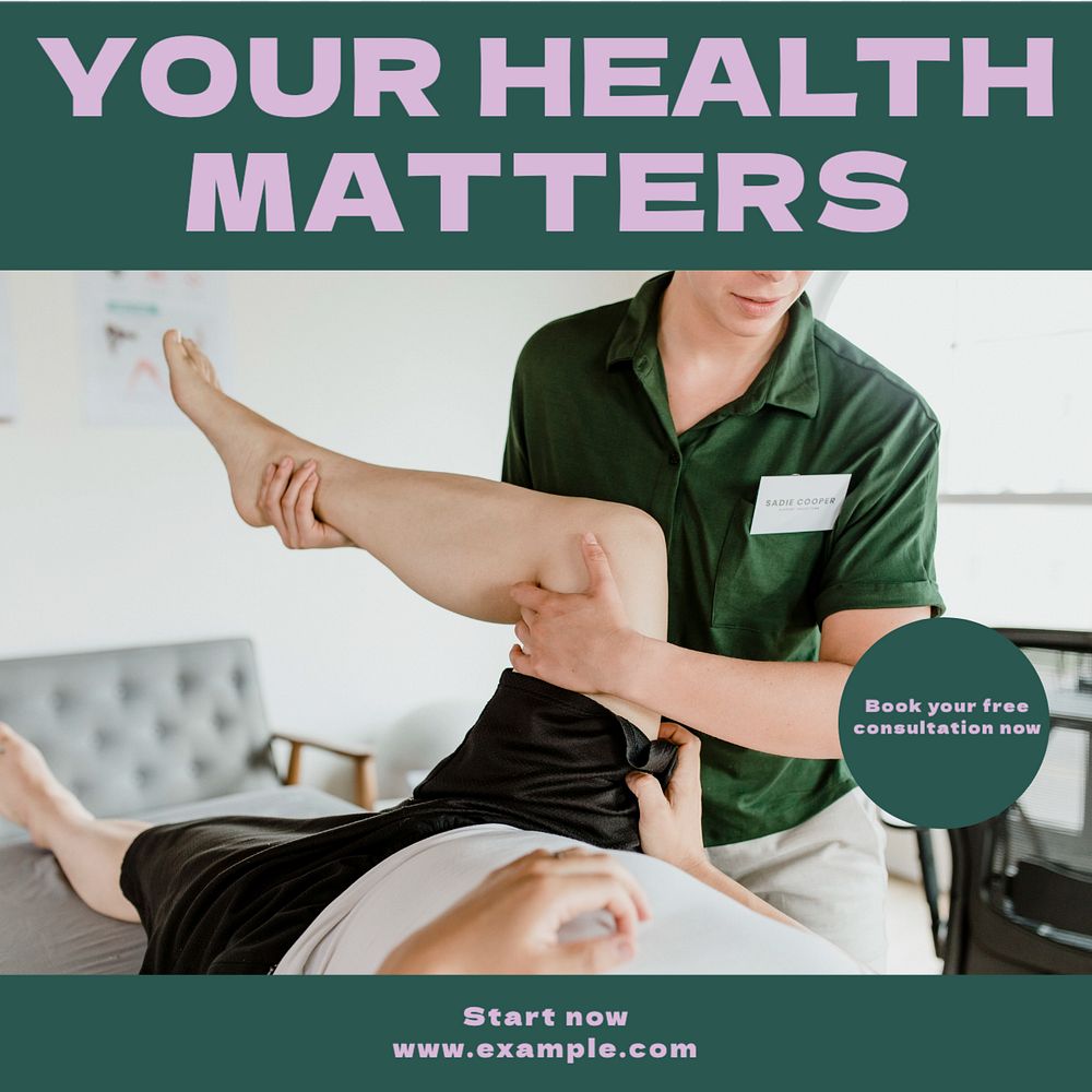 Your health matters Instagram post template, editable text