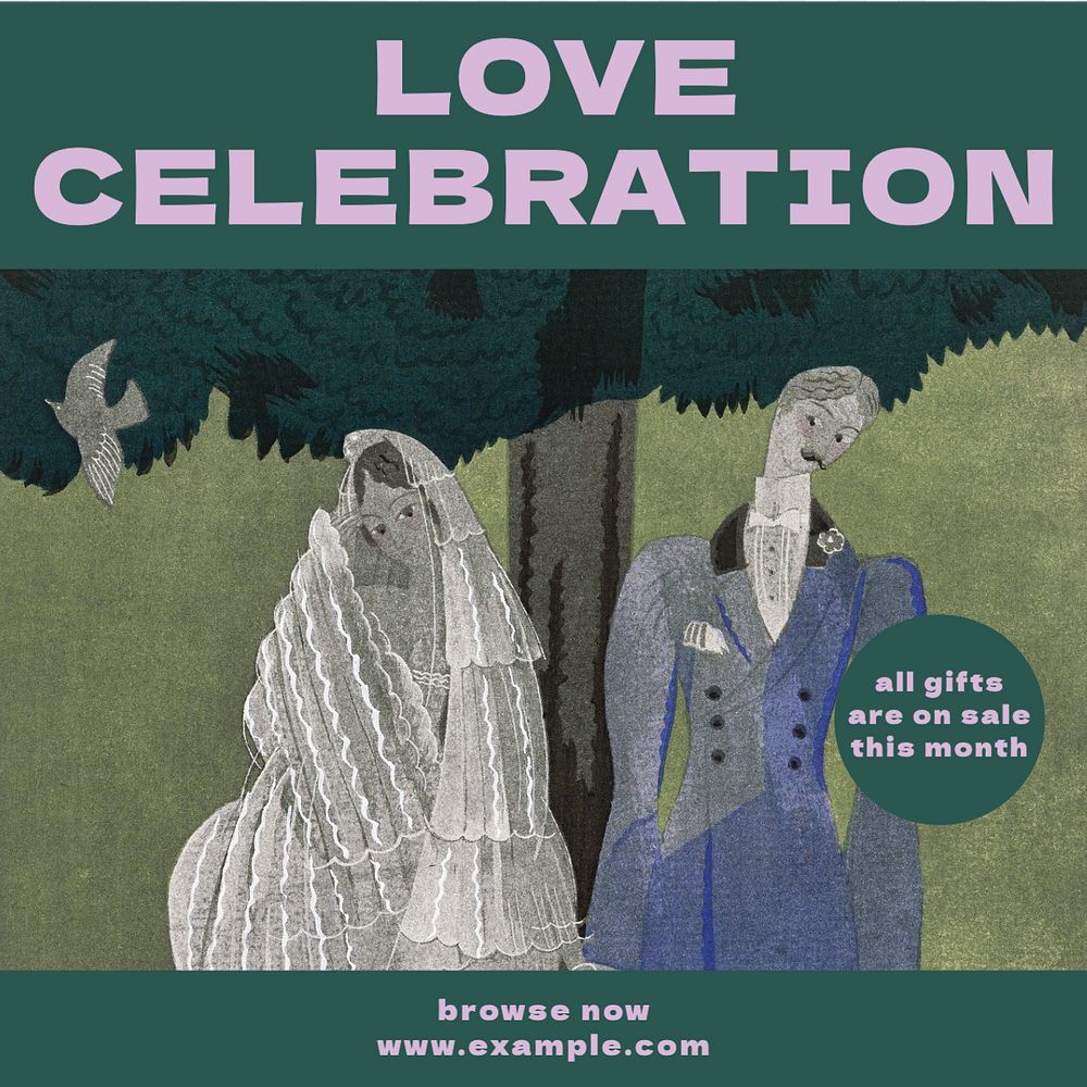 Love celebration Instagram post template, editable text