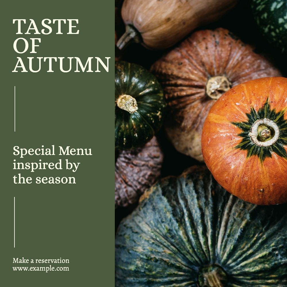 Autumn menu Instagram post template, editable text