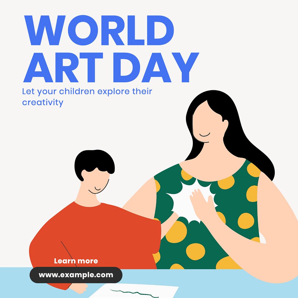 World art day  Instagram post template, editable text