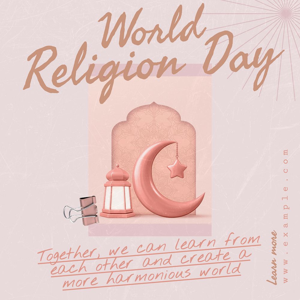 World religion day Instagram post template, editable text