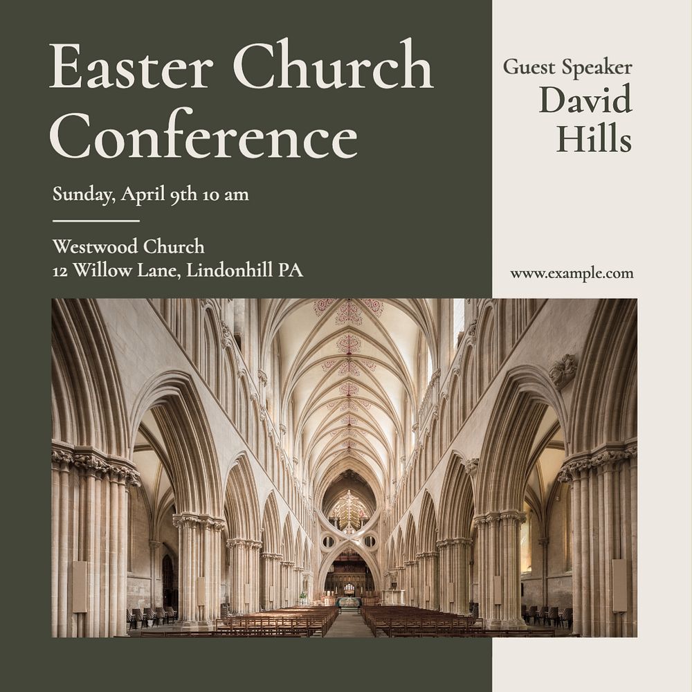 Easter church conference Instagram post template, editable text